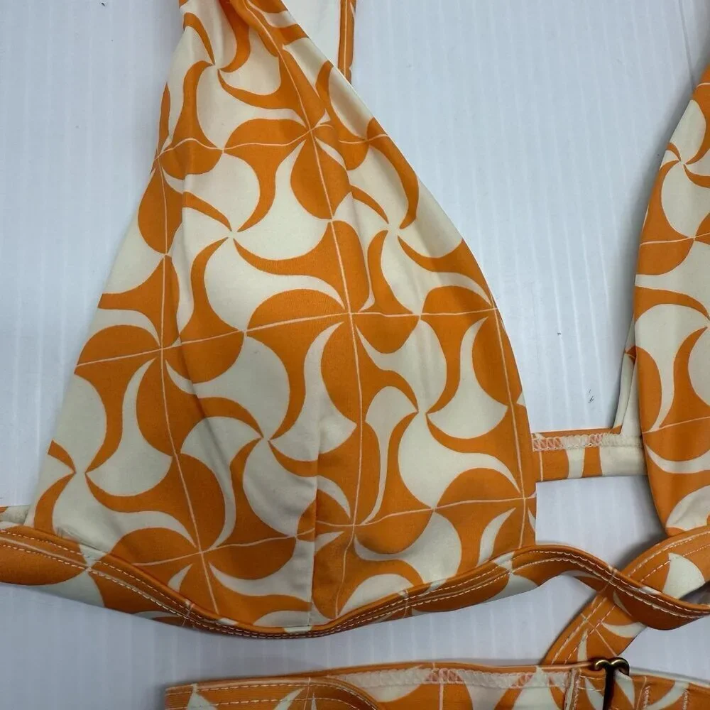 L Space  Bikini Top Women's orange Multicolored Avery Wrap Style Size Medium